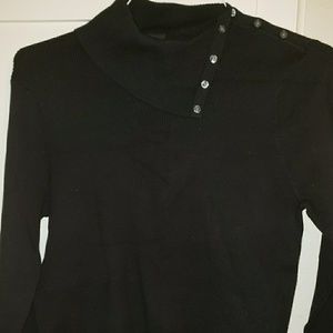 Sweater with Side Button Turtle Neck